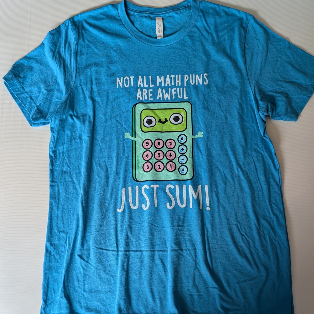 Blue Graphic Tee with Calculator Design